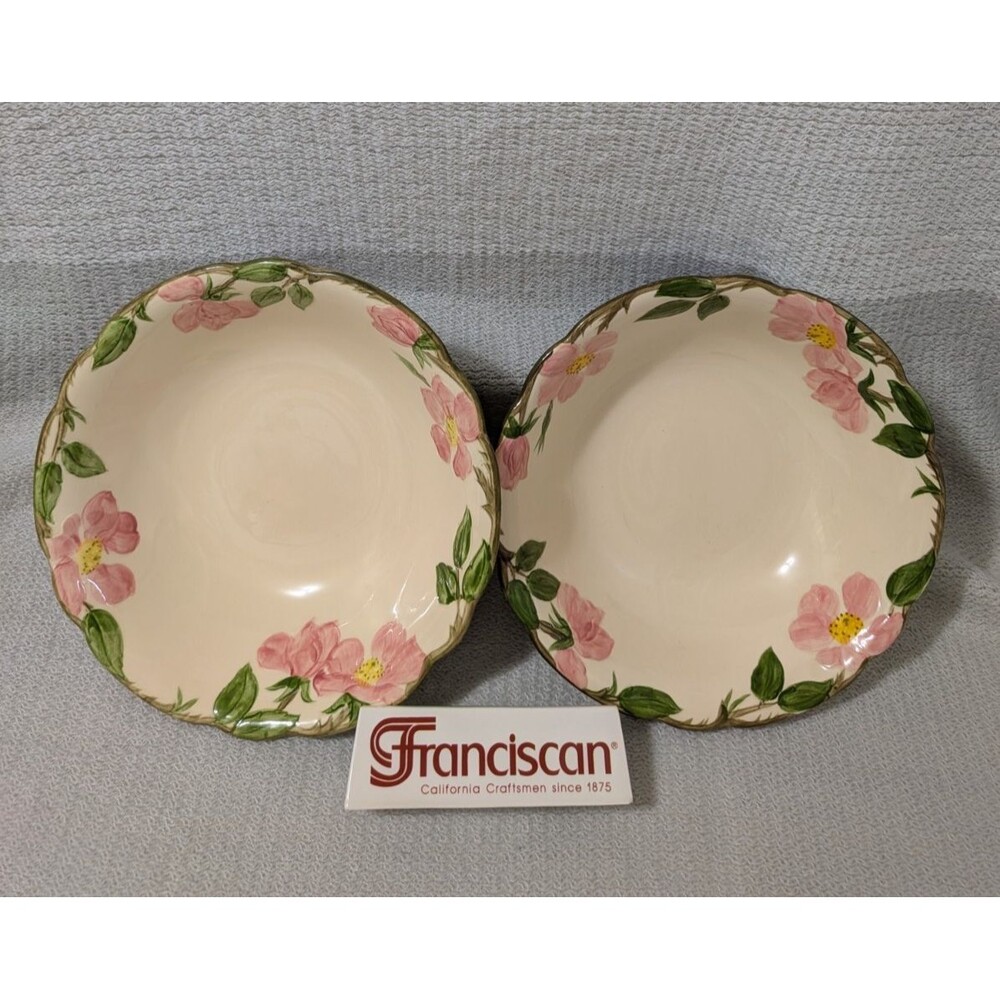 FRANCISCAN Desert Rose 9" Bowls Serving / Vegetable (Set of 2) Made in USA - VTG